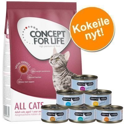 Kokeilupakkaus: 400g Concept for Life + 6 x 70g Cosma Nature - All Cats 10 + Cosma Nature