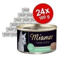 Miamor Fine Filets -säästöpakkaus 24 x 100 g - vaalea tonnikala & mustekala